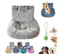 Luxurious Car Bed Travel Safety Kit, Luxurious Cozy Car Bed, Soft Plush Washable Dogs Seat Beds with Safety Straps, Foam Support, Secure & Cozy Ride for Small & Medium Pet (E,L)