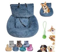 Luxurious Car Bed Travel Safety Kit, Luxurious Cozy Car Bed, Soft Plush Washable Dogs Seat Beds with Safety Straps, Foam Support, Secure & Cozy Ride for Small & Medium Pets (B,M)