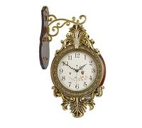 Luxurious Metal Wall Clock Double Sided, Vintage Wall Hanging Decorative Clocks Home Decor, 3D Rotating Bracket Clocks, Watch Mute Movement Clock