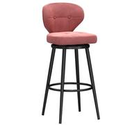 Luxurious Velvet Bar Tools with Metal Footrest Set of 1 Modern Backed Bar Chairs for Kitchen Island Pub Rose Color 75 cm Height Swivel Design.