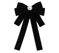 Luxurious Velvets Bowknot Clip on Brooch with Sparkling Rhinestones Beads for Weddings Parties Pre Tied Bows Tie Necktie Party Bows Tie