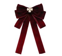 Luxurious Velvets Bowknot Clip on Brooch with Sparkling Rhinestones Beads for Weddings Parties Pre Tied Bows Tie Necktie Party Bows Tie