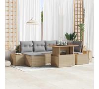 Luxury 7-Piece Outdoor Dining Set, Modern Patio Furniture with Storage, Beige Grey Rattan Sofa Set for Garden, Terrace, Poolside, No Assembly Required