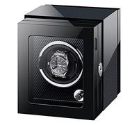 Luxury Automatic Single Watch Winder for Men's and Women's Watches Watch Display Case with Piano Paint Exterior LED Light Silent Motor Ebony (Carbon Fiber)