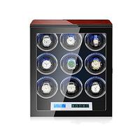 Luxury Automatic Watch Winder for 9 Watches with Touch Screen LCD Digital Display Silent Motors Adjustable Watch Pillow Built-in LED Illumination Large Capacity Watch Display Case (Size : 9+0)