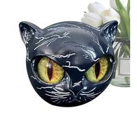 Luxury Black Cat Stone Sculpture - Sculpture Noire La Tête Chat | Cristaux Sculptés À La Main | Statue Décorative En Obsidienne Noire Pour Étagères, Tables De Chevet, Bibliothèques Ou Terrasses