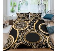 Luxury circles Ensemble De Literie résistante 3 Pièces 3D Effet Léger Or étoile motif de design Housse de Couette avec Taie d'oreiller Facile d'entretien for Chambre de adolescents King（220x240cm）