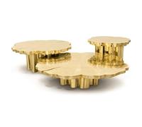 Luxury Coffee Table Gold, Italian Luxury Combination Tea Table, High-End Villa Living Room, Stainless Steel Coffee, Irregular Opposite Sex Etched Tea(D)