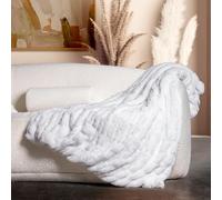 Luxury Concepts Couverture douce en fausse fourrure de lapin - 127 x 152,4 cm - Couverture légère et froncée - Lavable en machine et infroissable - Couverture légère pour canapé, sofa et lit