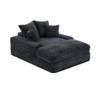Luxury Cord Canapé-lit lounge fauteuil avec accoudoirs larges, siège extra profond, coussins en mousse à mémoire de forme ultra épais, quatre coussins amovibles, soutien ergonomique complet du corps