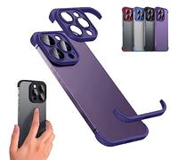 Luxury Corner Edge Pad Lens Protector for IPhone 14/13/12 Pro Max, Case and Camera Lens Protector with Silicone Bumper, Frameless Slim/Ultra-Thin Lightweight Case (for iPhone 14ProMax,Purple)