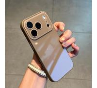 Luxury Crystal Texture Solid Color Phone Case, Silky Skin Feel Shockproof Case for iPhone 17 Pro Max, Magnetic Full-Coverage Crystal Lens Protective Cases (Brown,13PRO)