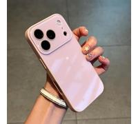 Luxury Crystal Texture Solid Color Phone Case, Silky Skin Feel Shockproof Case for iPhone 17 Pro Max, Magnetic Full-Coverage Crystal Lens Protective Cases (Light Pink,13)