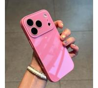 Luxury Crystal Texture Solid Color Phone Case, Silky Skin Feel Shockproof Case for iPhone 17 Pro Max, Magnetic Full-Coverage Crystal Lens Protective Cases (Pink,17PROMAX)