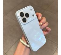 Luxury Crystal Texture Solid Color Phone Case, Silky Skin Feel Shockproof Case for iPhone 17 Pro Max, Magnetic Full-Coverage Crystal Lens Protective Cases (Blue,15PROMAX)