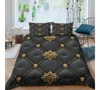 Luxury decor Ensemble De Literie 3 Pièces Microfibre résistante 3D Imprimée Respirante Baroque style de design Housse de Couette avec Fermeture Éclair Douce for Chambre Enfants Single（140x200cm）