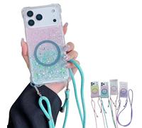 Luxury Glitter Sequin Gradient Magnetic Case, Full Edge Protective Phone Case with Impact Protection, Sparkle Glitter Design for iPhone 17, 16, 15, 14, 13 Series Models (for iPhone 15 Pro,Blue)