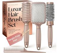 Luxury Hair Brush Gift Set-Professional Collection of 4 Piece-Premium Gift SetsStylish Gifts for Women for All Hair Types-Rose Gold