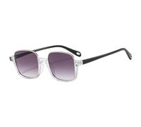 Luxury Half Frame Square Sunglasses for Women Vintage Black Green Gradient Uv400 Sun Glasses Men Retro Shade(Transparent)