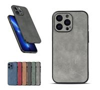Luxury Leather Skin Feeling Magnetic Case for iPhone 17/16/15/14 Pro Max, Full-Coverage Shockproof Protective Cases with Lens Protection (Gray,14)