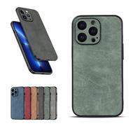 Luxury Leather Skin Feeling Magnetic Case for iPhone 17/16/15/14 Pro Max, Full-Coverage Shockproof Protective Cases with Lens Protection (Green,14pro)