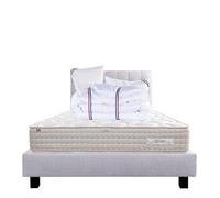 Luxury Literie Ensemble Matelas 140x190 cm, Sublime, 20 cm, mémoire de Forme, Ferme, Face été/Hiver + sommier Gris ep20cm + 2 oreillers + Couette