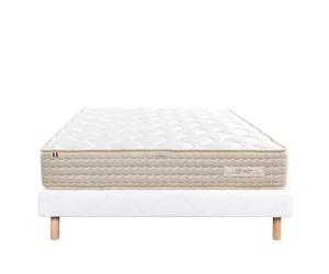 Luxury Literie Ensemble Matelas 140x190 cm, Sublime, 20 cm, mémoire de Forme, Ferme, Face été/Hiver + sommier Blanc EP 13cm