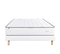 Luxury Literie Ensemble Matelas 160x200 cm, Iris, 20 cm, mémoire de Forme, Ferme, Face été/Hiver + sommier Blanc EP 13cm