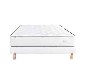 Luxury Literie Ensemble Matelas 160x200 cm, Iris, 20 cm, mémoire de Forme, Ferme, Face été/Hiver + sommier Blanc EP 13cm