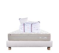 Luxury Literie Ensemble Matelas 160x200 cm, Sublime, 20 cm, mémoire de Forme, Ferme, Face été/Hiver + sommier Beige ep20cm