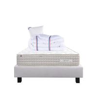 Luxury Literie Ensemble Matelas 90x190 cm, Sublime, 20 cm, mémoire de Forme, Ferme, Face été/Hiver + sommier Gris ep20cm + Oreiller + Couette