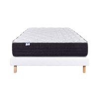 Ensemble Matelas 140x190 cm, Sérénité, 27 cm, ressorts ensachés, ferme, face été/hiver + sommier blanc ep 13cm