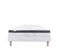Ensemble Matelas 140x190 cm, Sleeplux, 26 cm, mousse mémoire de forme, ferme, face été/hiver + sommier blanc ep 13cm