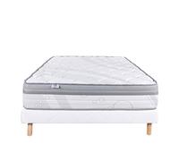 Ensemble Matelas 160x200 cm, ViscoPlus, 26 cm, mémoire de forme, ferme, face été/hiver + sommier blanc ep 13cm