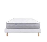Ensemble Matelas 160x200 cm, Zen, 20 cm, mémoire de forme, ferme, face été/hiver + sommier blanc ep 13cm