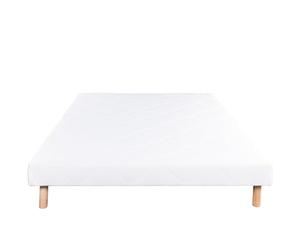 Luxury Literie Sommier tapissier, Blanc, Gamme Prestige Hôtel, Bois Massif + Pieds offerts