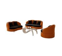 Luxury Modern Sectional Sofa Set Leather Accent Chair Couch Sets with Coffee Table,for Home, Office, Rest Area(12)