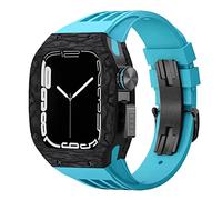 Luxury Modification Kit For Apple Watch 8 7 45MM Band&Case，For iWatch Series 6 SE 5 4 44MM carbon fiber Case Rubber Strap Mod Kit Watchbands