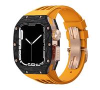 Luxury Modification Kit For Apple Watch 8 7 45MM Band&Case，For iWatch Series 6 SE 5 4 44MM carbon fiber Case Rubber Strap Mod Kit Watchbands