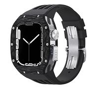 Luxury Modification Kit For Apple Watch 8 7 45MM Band&Case，For iWatch Series 6 SE 5 4 44MM carbon fiber Case Rubber Strap Mod Kit Watchbands