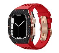 Luxury Modification Kit For Apple Watch 8 7 45MM Band&Case，For iWatch Series 6 SE 5 4 44MM carbon fiber Case Rubber Strap Mod Kit Watchbands