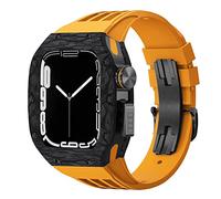 Luxury Modification Kit For Apple Watch 8 7 45MM Band&Case，For iWatch Series 6 SE 5 4 44MM carbon fiber Case Rubber Strap Mod Kit Watchbands