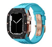 Luxury Modification Kit For Apple Watch 8 7 45MM Band&Case，For iWatch Series 6 SE 5 4 44MM carbon fiber Case Rubber Strap Mod Kit Watchbands