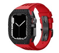 Luxury Modification Kit For Apple Watch 8 7 45MM Band&Case，For iWatch Series 6 SE 5 4 44MM carbon fiber Case Rubber Strap Mod Kit Watchbands