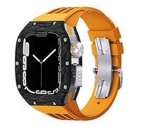Luxury Modification Kit For Apple Watch 8 7 45MM Band&Case，For iWatch Series 6 SE 5 4 44MM carbon fiber Case Rubber Strap Mod Kit Watchbands