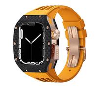 Luxury Modification Kit For Apple Watch 8 7 45MM Band&Case，For iWatch Series 6 SE 5 4 44MM carbon fiber Case Rubber Strap Mod Kit Watchbands