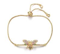 Luxury Multi-micro Pavé Cubic Zirconia Bee Charm Chaîne Link Brand Ladies Bijoux Cadeau