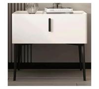 Luxury Nightstands Table de chevet en bois massif avec tiroir, table d'appoint légère, finition cuir microfibre, blanc