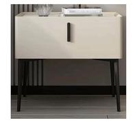 Luxury Nightstands Table de chevet en bois massif avec tiroir, table d'appoint légère, finition cuir microfibre, blanc