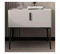 Luxury Nightstands Table de chevet en bois massif avec tiroir, table d'appoint légère, finition cuir microfibre, blanc